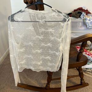 Aerie lace long sleeve top, white